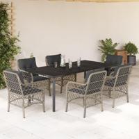7-delige Tuinset met kussens poly rattan grijs - thumbnail