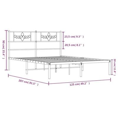 Bedframe met hoofdbord metaal zwart 120x200 cm