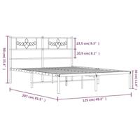 Bedframe met hoofdbord metaal wit 120x200 cm - thumbnail