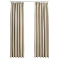 VidaXL Gordijnen verduisterend met haken 2 st 140x245 cm beige - thumbnail