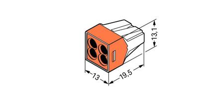 WAGO 773-104 Lasklem Flexibel: - Massief: 0.75-2.5 mm² Aantal polen: 4 10 stuk(s) Transparant, Oranje