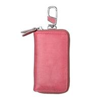 9101 multifunctionele taille opknoping olie Wax lederen rits portemonnee sleutels houder tas (roze) - thumbnail