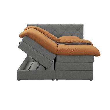 Boxspring met opbergruimte Liv geruit - lichtgrijs - 180x200 cm - Leen Bakker