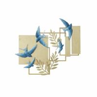 Wanddecoratie DKD Home Decor Blauw Gouden Vogel 84,5 x 8,3 x 72,4 cm - thumbnail