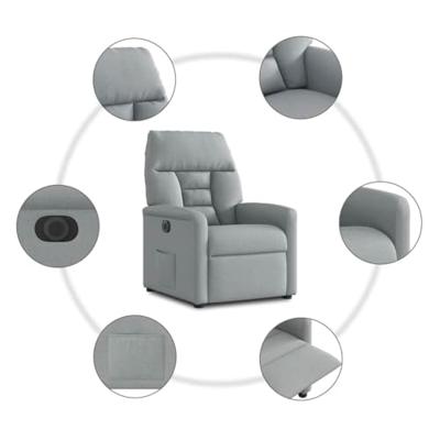 Fauteuil elektrisch verstelbaar stof lichtgrijs