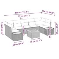 Tuinbankenset met kussen 8 pcs Beige Poly riet - thumbnail