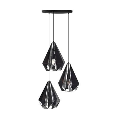 QAZQA Industriële hanglamp zwart met mesh 3-lichts - Carcass