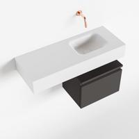 MONDIAZ ANDOR 40cm toiletmeubel dark grey. LEX 80cm wastafel talc rechts geen kraangat - thumbnail