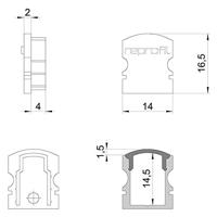 Deko Light 978541 F-AU-02-08 Eindkappen-set Kunststof (b x h x d) 6 x 16.50 x 14 mm 1 stuk(s) - thumbnail