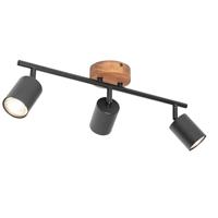 QAZQA Industriële spot zwart met hout kantelbaar 3-lichts - Jeana - thumbnail