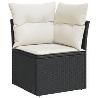10-delige Loungeset met kussens poly rattan zwart - thumbnail