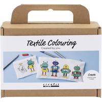 Creativ Company Mini hobbyset textiel decoreren, robot, primair kleuren, 1 doos - thumbnail
