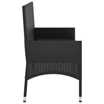 Tuinbank 2-zits met kussens poly rattan zwart