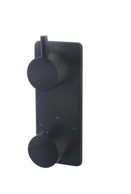 Wiesbaden Caral inbouw 2-wegs douchethermostaat rond mat zwart