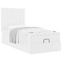 Ottomaanse bed met matras 90x200cm kunstleer wit - thumbnail
