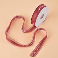 Engelse letter gekleurde gedrukte linten gift boeket linten bowknot bloemen verpakking Ribands grootte: 45m x 2.5 cm (wijn rood) - thumbnail