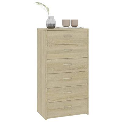 VidaXL Dressoir met 6 lades 50x34x96 cm bewerkt hout sonoma eikenkleur VidaXL Dressoir met 6 lades 50x34x96 cm bewerkt hout sonoma eikenkleur