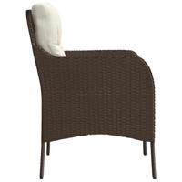 Tuinstoelen 2 st met kussens poly rattan bruin - thumbnail
