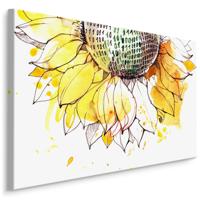 Schilderij - Geschetste zonnebloem (print op canvas), premium print - thumbnail