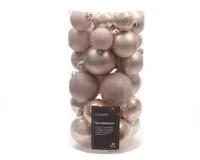 Decoris kerstballen set Plastic 30st poederroze 4-5-6cm - thumbnail