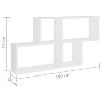 Wandschap 100x18x53 cm bewerkt hout wit - thumbnail