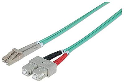 Intellinet 750165 Glasvezel Optische vezel Aansluitkabel 3.00 m Turquoise [1x LC-stekker - 1x SC-stekker] 50/125 µ Multimode OM3