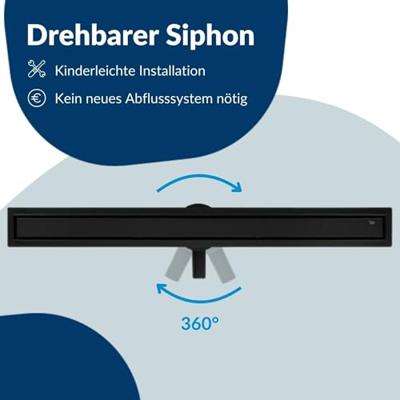 Ben Reversible douchegoot inzetbaar met tegel of meegeleverd rooster 90cm mat zwart