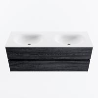 MONDIAZ VICA 130cm badmeubel onderkast Antracite 2 lades. Wastafel MOON dubbel 2 kraangaten, kleur Talc. - thumbnail