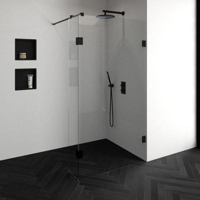 Brauer Void - Inloopdouche - Helder Glas - 110 x 200 cm - met Zijwand 30 cm - incl. Glascoating - Mat Zwart