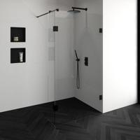 Brauer Void - Inloopdouche - Helder Glas - 110 x 200 cm - met Zijwand 30 cm - incl. Glascoating - Mat Zwart - thumbnail