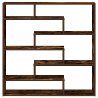 Wandschap kubus 7 vakken bewerkt hout gerookt eikenkleurig - thumbnail