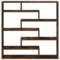 Wandschap kubus 7 vakken bewerkt hout gerookt eikenkleurig - thumbnail