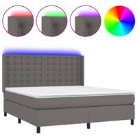 Boxspring met matras en LED kunstleer grijs 180x200 cm - thumbnail
