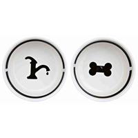 TRIXIE VOERBAK / DRINKBAK SET EAT ON YOUR FEET WIT / ZWART 2X2,6 LTR 25 CM - thumbnail