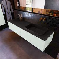 Badkamermeubelset Mondiaz Erin 150 cm met 2 Lades met RIDGE Wastafel Rechts Urban Zonder Kraangaten Greeploos Mat Greey - thumbnail