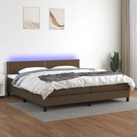 Boxspring met matras en LED stof donkerbruin 200x200 cm - thumbnail