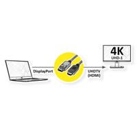 ROLINE DisplayPort Kabel DP - UHDTV, Dun, M/M, zwart, 2 m - thumbnail