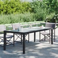 Tuintafel 190x90x75 cm gehard glas en poly rattan black - thumbnail