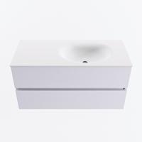 MONDIAZ VICA 100cm badmeubel onderkast Cale 2 lades. Wastafel MOON rechts 1 kraangat, kleur Talc. - thumbnail