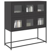 Dressoir 100,5x39x107 cm koudgewalst staal zwart - thumbnail