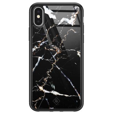 iPhone X/XS glazen hardcase - Marmer zwart iPhone X/XS glazen hardcase - Marmer zwart