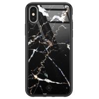 iPhone X/XS glazen hardcase - Marmer zwart - thumbnail