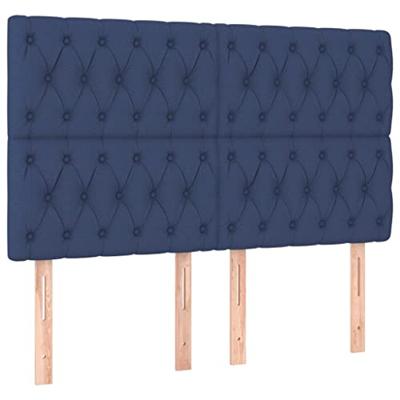 Boxspring met matras stof blauw 140x190 cm