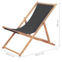 Strandstoel inklapbaar stof en houten frame grijs - thumbnail
