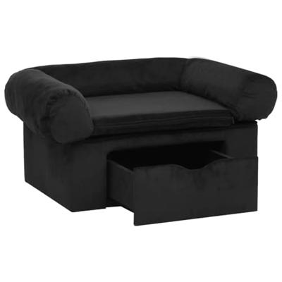 VidaXL Hondenbank met lade 75x50x38 cm pluche zwart
