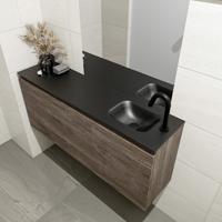 MONDIAZ OLAN 120cm toiletmeubel dark brown. LEX wastafel urban rechts 1 kraangat - thumbnail
