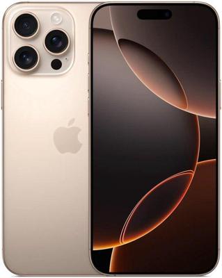 Apple iPhone 16 Pro Max (256 GB) - Desert titanium + Siliconenhoesje met MagSafe - Zwart