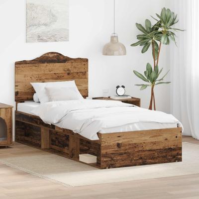 Bedframe met hoofdeinde Oudhout 100 x 200 cm Massief grenenhout