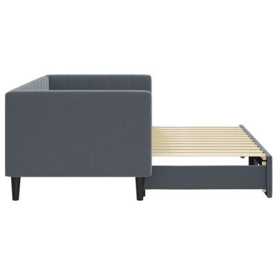 Slaapbank met onderschuifbed 80x200 cm fluweel donkergrijs