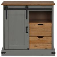 Dressoir HALDEN met schuifdeur 80x40x80 cm massief hout grijs - thumbnail